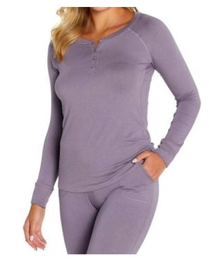 Twelve Eighty Eight Olivia Long Sleeve Henley Tee - Purple