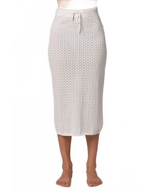 Rolla's Diamond Knit Slip Midi Skirt - White