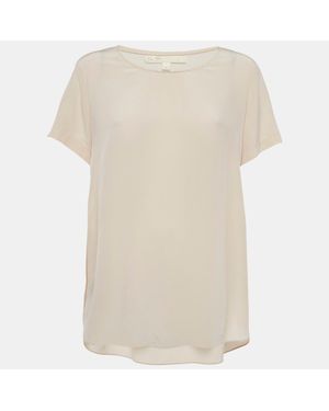Maje Silk Crew Neck Blouse - Natural