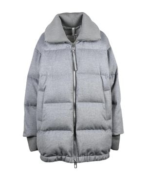 DUNO Wool-Blend Quilted Blanca Overcoat - Gray