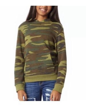 Alternative Apparel Youth's Pull Over Camo Hoodie - Green