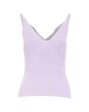 Jil Sander Pointelle Ribbed Knit Tank Top - Purple