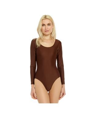 Leveret Long Sleeve Leotard - Brown
