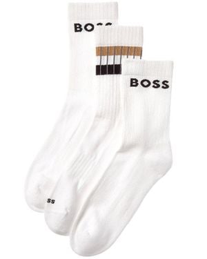 BOSS 3Pk Rib Stripe Socks - White
