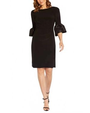 Adrianna Papell Bell-Cuff Draped Jersey Dress - Black