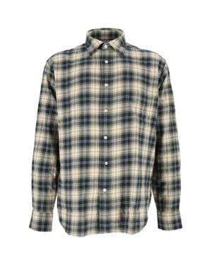 Aspesi Fred Long-Sleeve Plaid Cotton Shirt - Gray