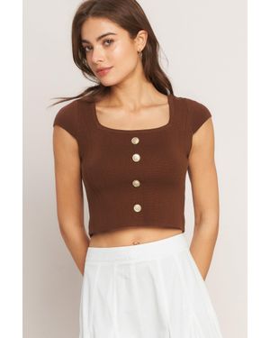 TRUEDAMES Effortless Fit Sweater Knit Top - Brown