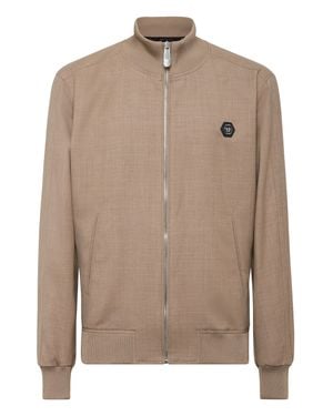 Philipp Plein Wool Jacket Stripes - Brown