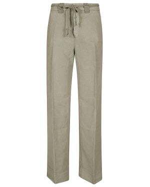 Mason's Straight Fit Twill Pants With Woven Belt And Classic Design - Gray