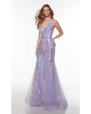 Alyce Paris Sequin Tulle Fit And Flare Gown - Purple