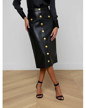 L'Agence Milann Vegan Leather Skirt - Black