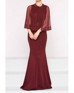 Marsoni by Colors Cape Gown - Red