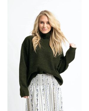 Karlie Solid Turtleneck Sweater - Green