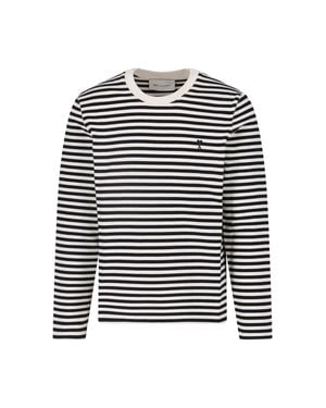 Ami Paris Striped Long-Sleeve Ami De Caur Cotton T-Shirt - White
