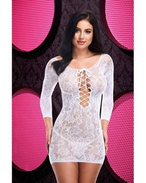 Lapdance Lace Off The Shoulder Mini Dress - Pink