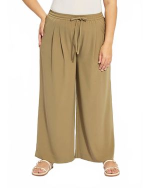Lyssé Mae Pleated Drawstring Wide Leg Pant - Natural