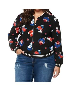 Dex Zip Up Floral Jacket - Black