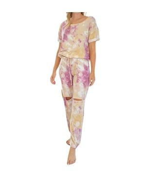 White Birch Tie Dye Knit Two Piece Set - Pink