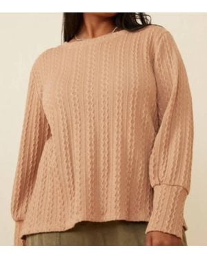 Hayden LA Long Cuff Cable Knit Pullover - Brown