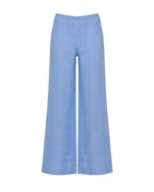 120% Lino Light Elastic Waist Pants - Blue