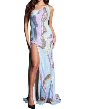 Jovani One Shoulder Prom Gown - Blue