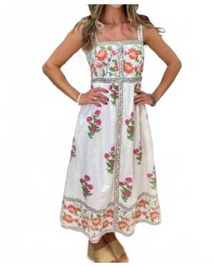 Thml Annie Strap Floral Midi Dress - White