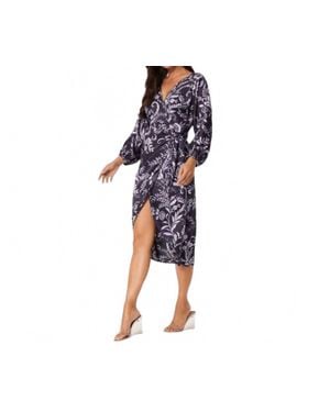 MISA Los Angles Sylvia Floral Faux-Wrap Midi Dress - Blue
