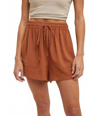 Wishlist Crinkled Shorts With Pockets - Brown