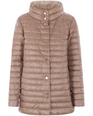 Herno Almond Press-Stud Drawstring Coat - Brown