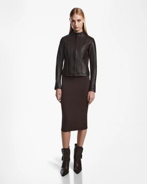 Rudsak Mariah Fitted Leather Biker Jacket - Brown