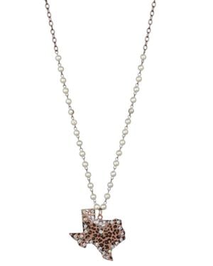 Grace + Emma Leopard And Pearl Beaded Necklace - Metallic