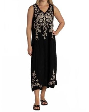 Johnny Was Kamala Linen Tank Slip Dress - Black