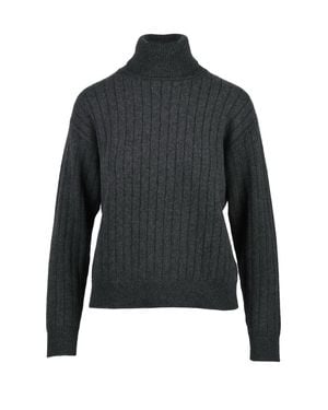 Eleventy Wool-Blend Cropped Turtleneck Sweater - Black