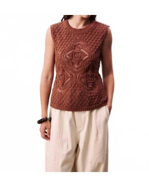 FRNCH Nila Openwork Mesh Tank Top - Red