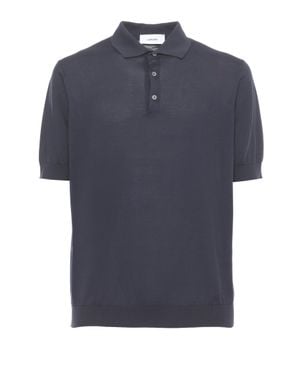 Lardini Ribbed Trims Cotton Polo Shirt - Blue