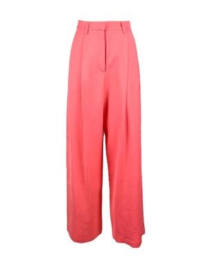 Alysi Wide-Leg High-Waist Pants With Belt Loops - Red