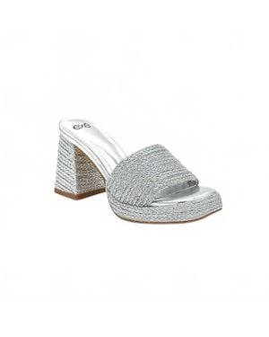 Exe' Metallic Braided Block Heel Mule - White