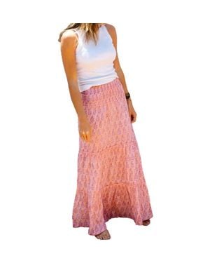 Perry Walker Florence Smocked Waist Maxi Skirt - Red
