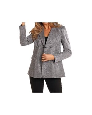 Rock & Roll Denim Metallic Rhinestone Blazer - Black