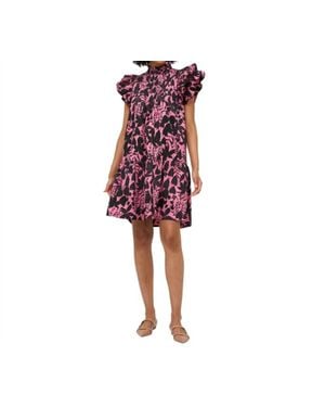 Oliphant Pintuck Ruffle Mini Dress - Red