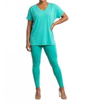 Zenana Supersoft Short Sleeves Matching Set - Blue