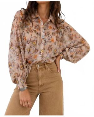 Turquoise Haven Always On My Mind Paisley Yoke Blouse - Brown