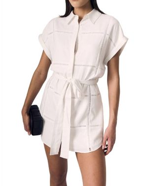 Le Jean Eyelet Mini Shirtdress - White