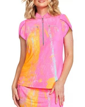 Jamie Sadock Golf Top Crayola Watercolor Short Sleeve Srt625 - Pink