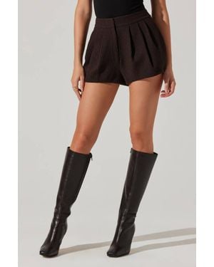 Astr Sorine Wool Blend Pleated Shorts - Black