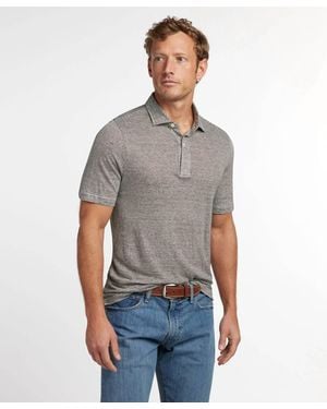 David Donahue Knit Polk Short Sleeve Knit Polo - Gray