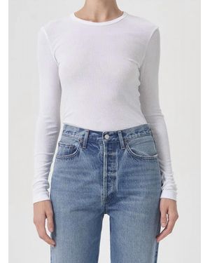 Agolde Shona Long Sleeve Tee Top - Blue