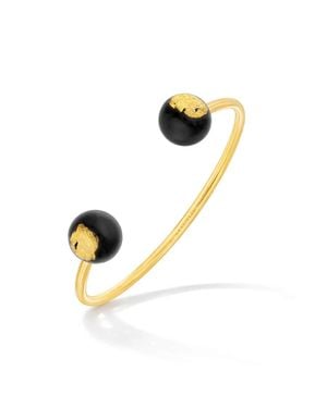 Gold & Honey Lucite Bead Cuff - Metallic