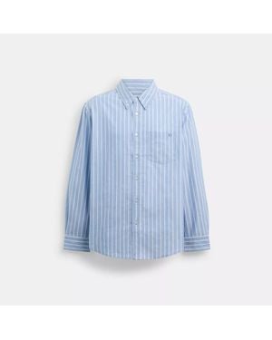 COACH Long Sleeve Button Down Shirt - Blue