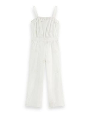 Scotch & Soda Girls Broderie Anglaise All-In-One Jumpsuit - White
